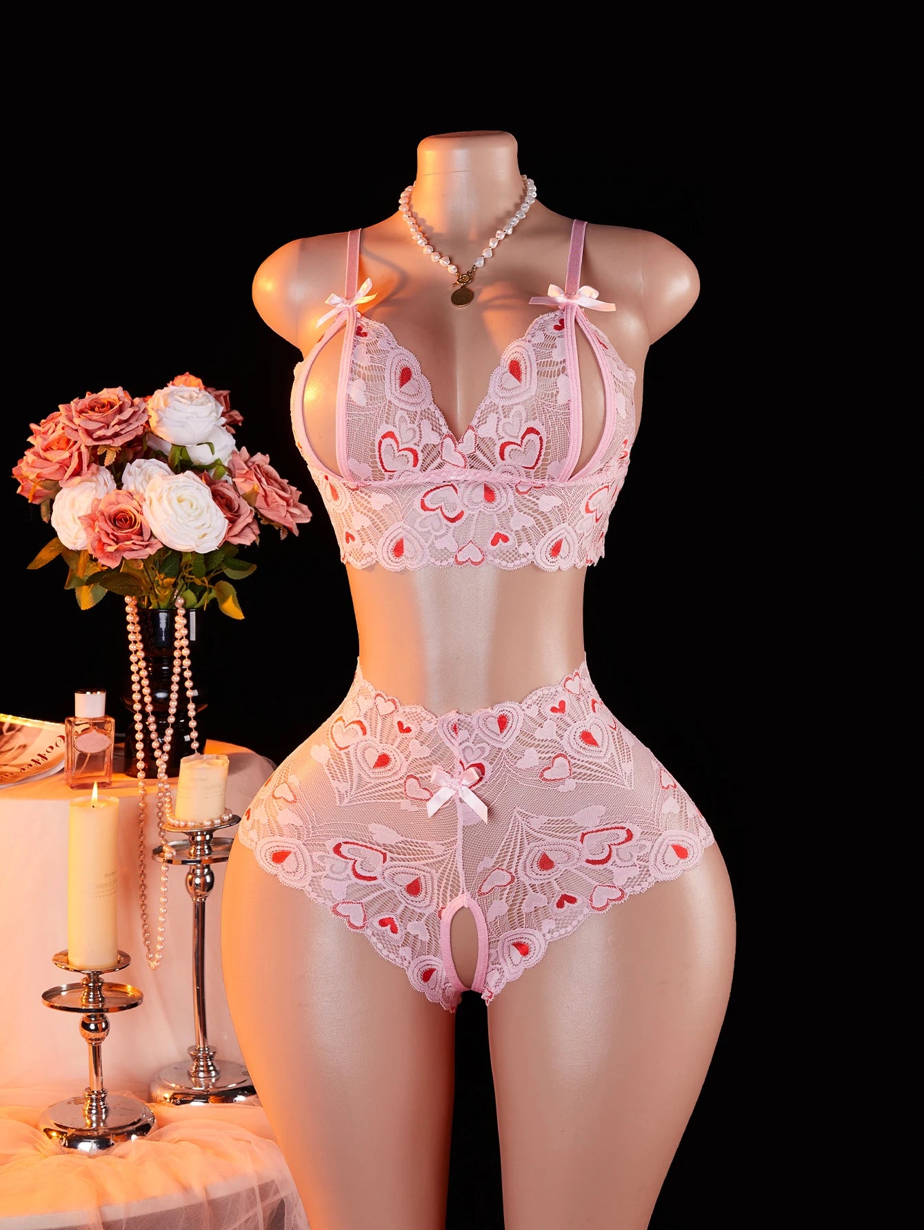 Women Transparent Lace Lingerie Set